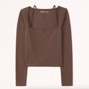 Abercrombie & Fitch Brown Long-Sleeve Strappy Ponte Top, Medium